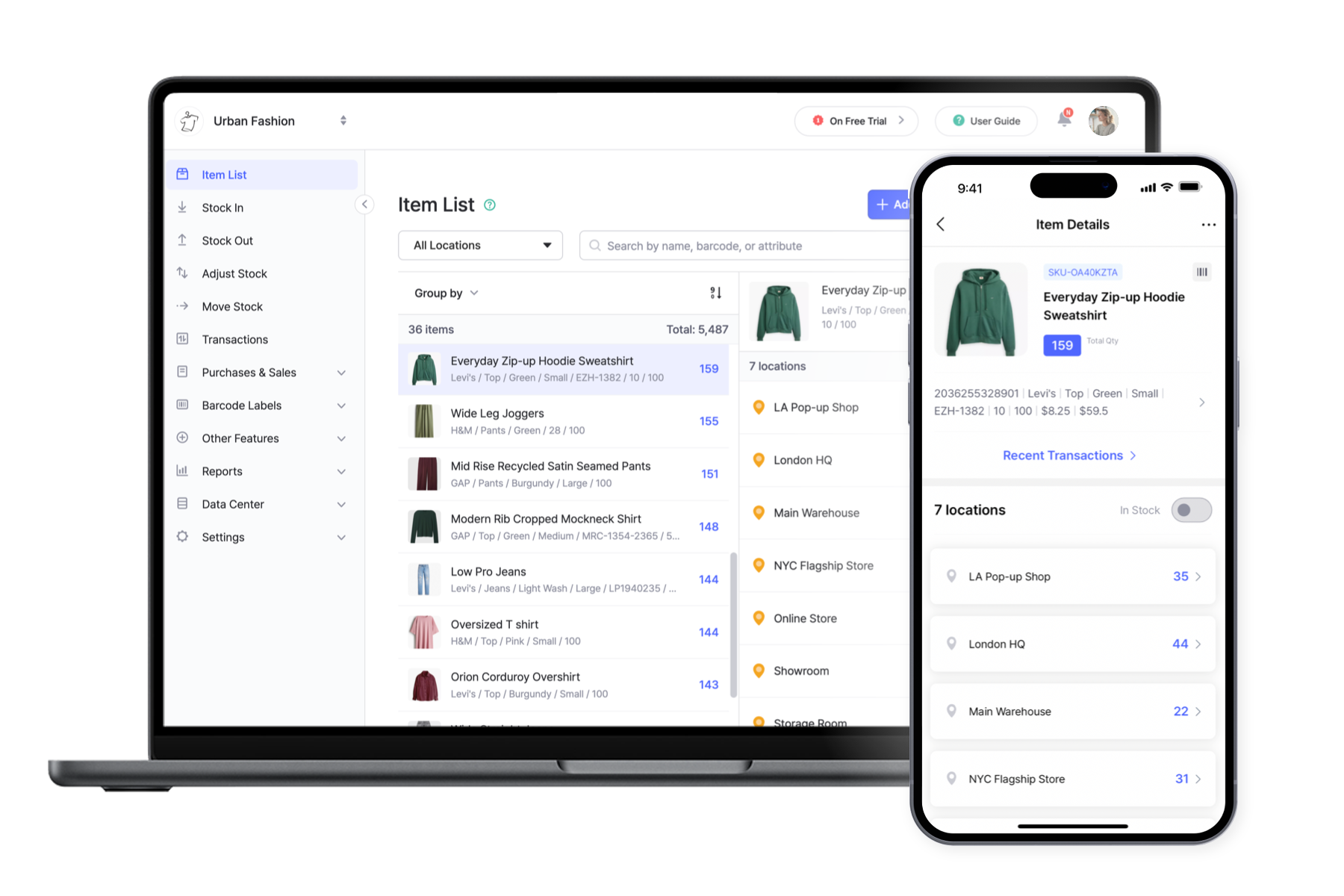 BoxHero Desktop (Web) and Mobile App Screens