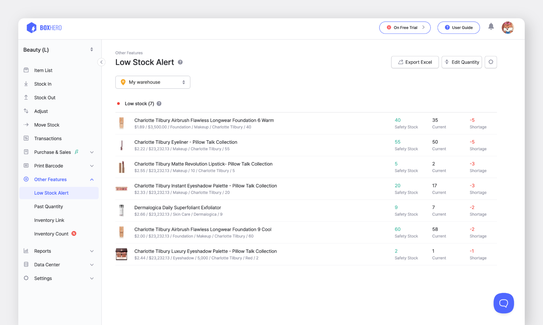 Check Items with Low Stock